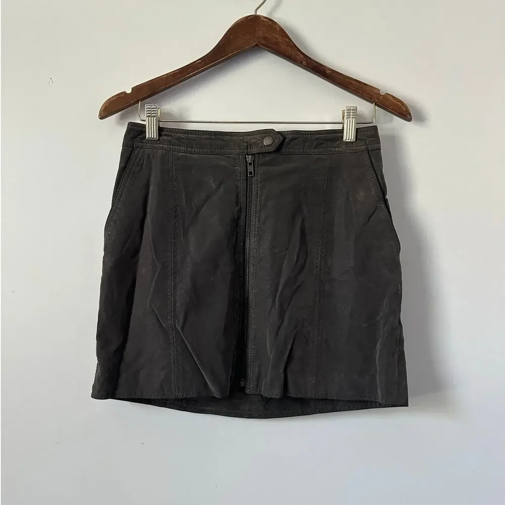 Free People Get Into the Grove Faux Suede Gray Mini Skirt size 6